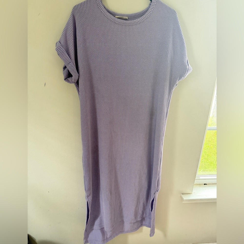Lilac Ribbed Midi Dress